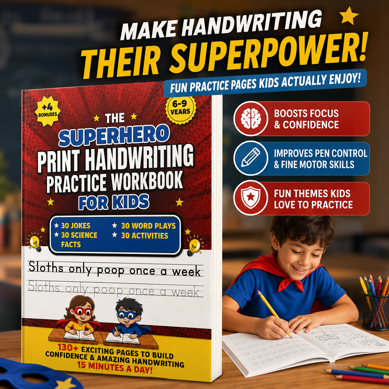 Superhero Handwriting Book